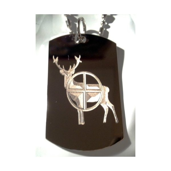 Hunt Hunting Deer Buck Shot Gun Scope Logo Symbols - Military Dog Tag Luggage Tag Key Chain Metal Chain Necklace