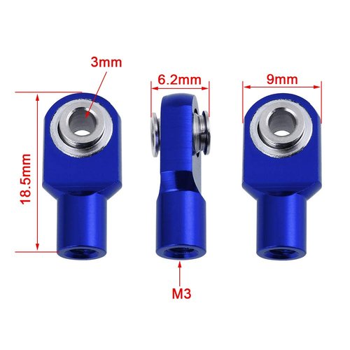 RC Short Rod Ends with Hollow Balls Aluminum Metal for Traxxas RC Cars, Replacement of 2742X (4-Pack) (Navy Blue)