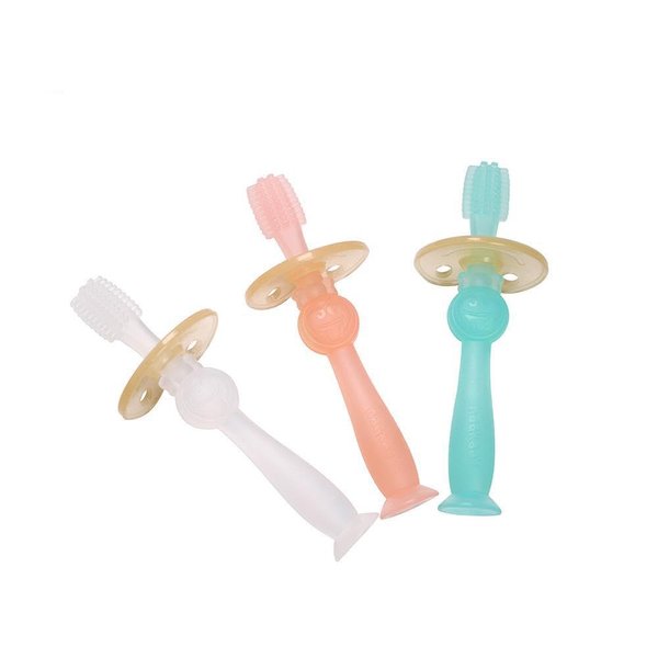 Haakaa 360° Silicone Baby Toothbrush 1 pk, BPA PVC and Phthalate Free (Blue)