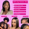 shangyinfa Bob Wig Human Hair Glueless Bob Wigs Human Hair Pre Plucked Pre Cut with Baby Hair Transparent Straight 13x4 Lace Front Bob Wigs Human Hair 180% Density Natural Black Color 12 Inch