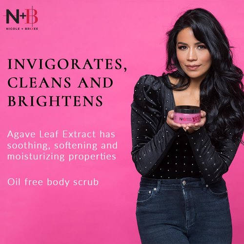 N+B Sugar Body Scrub | Invigorates and Brightens Skin | Oil Free | Removes Impurities Leaving Skin Soft and Moisturized | Formulated with Pomegranate Seed Extract and Agave | Made in the USA | 9.5oz