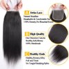 QTHAIR 14A Grade Brazilian Straight Human Hair Bundles with Closure(14" 16" 16"+12"Free Part Lace Closure,Natural Black) 100% Unprocessed Brazilian Virgin Hair Extensions for All Women