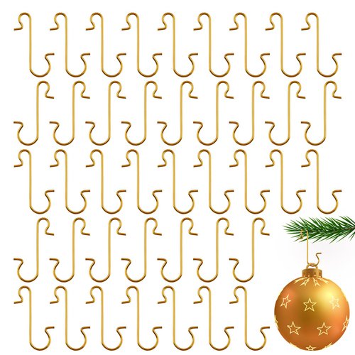 100 Pack Ornament Hooks, Christmas Ornament Hooks, Hooks for Christmas Ornaments, Christmas Tree Hooks for Ornaments, Ornaments Hooks for Christmas Trees, Christmas Tree Decoration Hangers, Gold