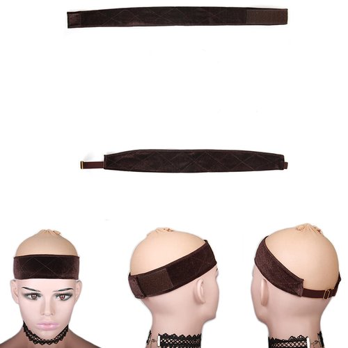 TOBBST Wig Grip Headbands for Women,2 Pieces Adjustable wig grip band for lace front,No Slip Wig Scarf Hat Grip Wig Band (Dark Brown)
