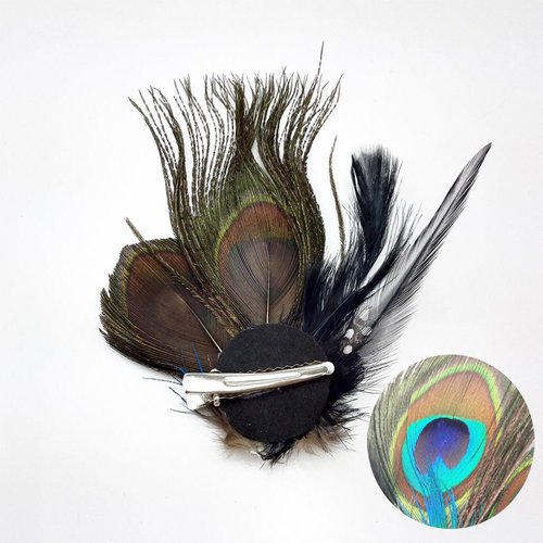 Comidox Cute Peacock Feather Hair Clip with Rhinestones,Charming Peacock Headpiece Feather Hair Accessories for Weddings,Dance Parties,Halloween Party,Beautiful Peacock Accessories for Women(Set of 2)