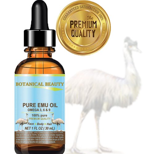 Botanical Beauty PURE EMU OIL 100% Natural UNREFINED for FACE, SKIN, BODY, HANDS, FEET, NAILS, HAIR, LIP CARE 1 Fl. oz. - 30 ml
