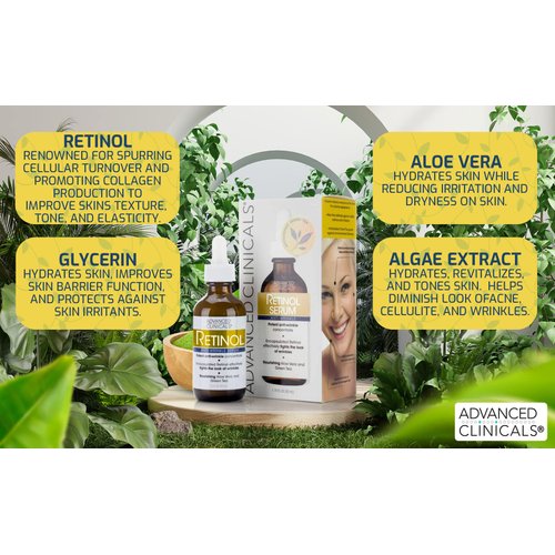 Advanced Clinicals Retinol Serum For Face + Hyaluronic Acid Serum + Vitamin C Serum Skincare Set | Face Serum For Women | Anti Aging Serums For Brightening, Firming, & Hydrating | 1.75 Fl Oz, 3pc Set