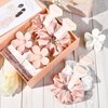 DEEKA 16 Pcs Bridesmaid Proposal Gifts Set Flower Hair Claw Clips with Floral Card & Satin Scrunchies Proposal Box Bridal Party Gift Bridesmaids Bachelorette Party Favors (White&Pink)