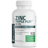 Bronson Zinc Triple Play 30 mg Triple Coverage Immune Support Zinc Supplement with Zinc Acetate, Picolinate & Orotate - Immune, Antioxidant & Skin Health Support - 100 Vegetarian Capsules
