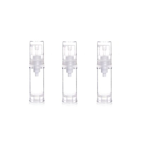12Pcs Portable Empty Refillable Clear Plastic Airless Vacuum Pump Bottle Cosmetic Make-up Cream Lotion Sample Packing Toiletries Liquid Storage Container Vial Jars(10ml/0.34oz)