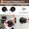 Copper Creek Matte Black Door Knobs - Round Colonial Knob with Privacy Locking Function for Home Improvement, 1 Pack - Fits All Standard Doors - Locking Door Knob for Bedroom and Bathroom Use