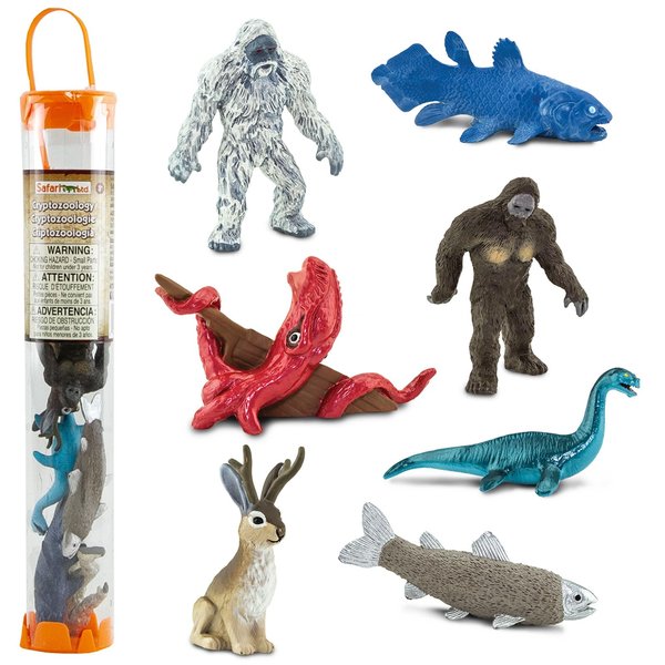 Safari Ltd. Cryptozoology Designer TOOB - 7 Figurines: Yeti, Loch Ness, Jackalope, Kraken, Trout, Coelacanth, Bigfoot - Educational Toy Figures For Boys, Girls & Kids Ages 3+