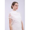 Cilkus Lace veil Mantilla veil Shawl or Scarf Latin Mass Head Cover with Fringed lace (White)