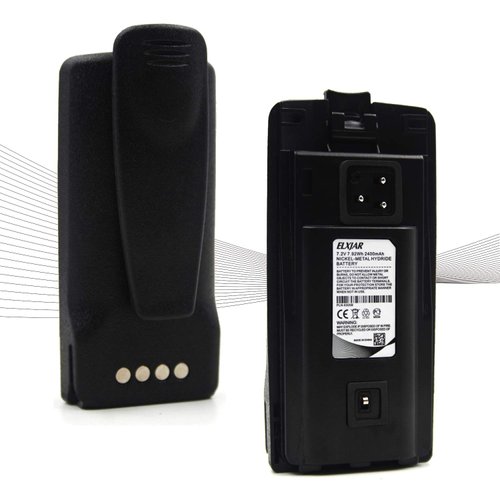 elxjar (2-Pack) 7.2V 2200mAh Ni-MH Replacement Two-Way Radio Battery for Motorola Radios CP110 CP1180 RDU2020 RDU4160 RDU4160 RDV2080D RDV5100 RLN6305B RLN6308B RLN6351B RDV2020 RDV5100+ Belt Clip