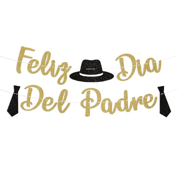 Feliz Día Del Padre Banner, Gold Glitter Spanish Happy Father's Day Decorations, Father's Day Party Decoration Supply, Fathers Day/Birthday Party Supply