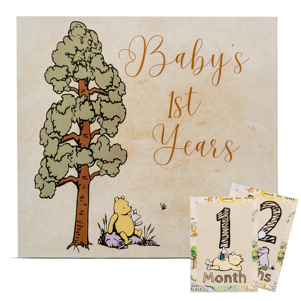 Baby Book Keepsake | Baby Memory Book (9.5”x8.5”) | Hardcover Baby Album and Memory Book w/Enclosed Spiral Binding | Baby Photo Albums w/Pooh Graphics & Milestone Cards | Baby Scrapbook Album