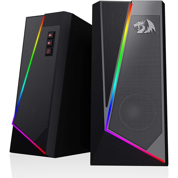 Redragon GS520 RGB Desktop Speakers, 2.0 Channel PC Computer Stereo Speaker with 6 Colorful LED Modes, Enhanced Sound and Easy-Access Volume Control, USB Powered w/ 3.5mm Cable