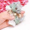 Faerie 2Pcs Silky shiny organza hair band, elastic hair band Crystal rhinestone Hair tie Silk ponytail hair tie Square rhinestone hair tie cat's eye head tie