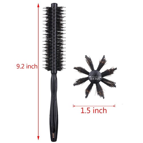 PERFEHAIR Round Brush with Natural Boar and Nylon Bristles, Small Volumizing Hair Brush- 1.5 Inch Diameter Barrel