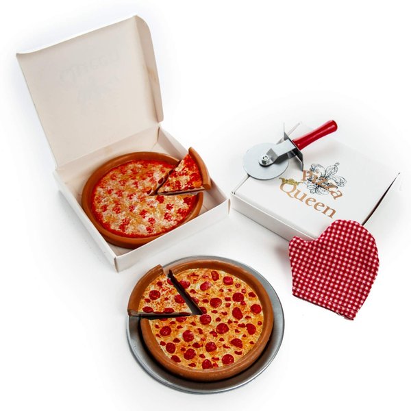THE QUEEN'S TREASURES 18 Inch Doll Food Accessory Play Set, Pizza Party Night with Pepperoni & Cheese Pizzas, 2 Pizza Boxes, Pan, Pizza Cutter & Oven Mitt. Compatible for Use with American Girl Dolls