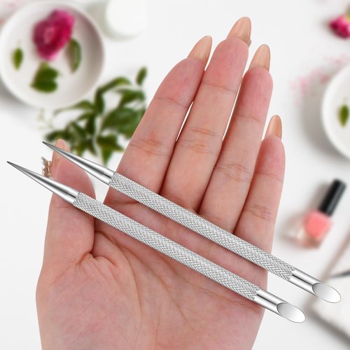Andibro Cuticle Pusher Tool,2Pcs Stainless Steel Cuticle Remover Nail Cleaner Gel Fingernails Dead Skin Polish Peeler for Professional Manicure Pedicure Nail Art Care