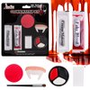 Halloween SFX Makeup, Face Painting Kit, Halloween Makeup, Black White Red Face Paint + Fake Blood + Halloween teeth + Foam Clown Nose, Halloween Special Effects SFX Clown Skeleton Cosplay