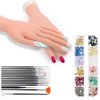 Practice Hand for Acrylic Nails,Nail Mannequin Hands for Nails Practice,Fake Nail Training Hand Manicure, Flexible Bendable Nail Hand with 100PCS Nail Tips,Painting Pen,Nail Clay and Nail Rhinestones