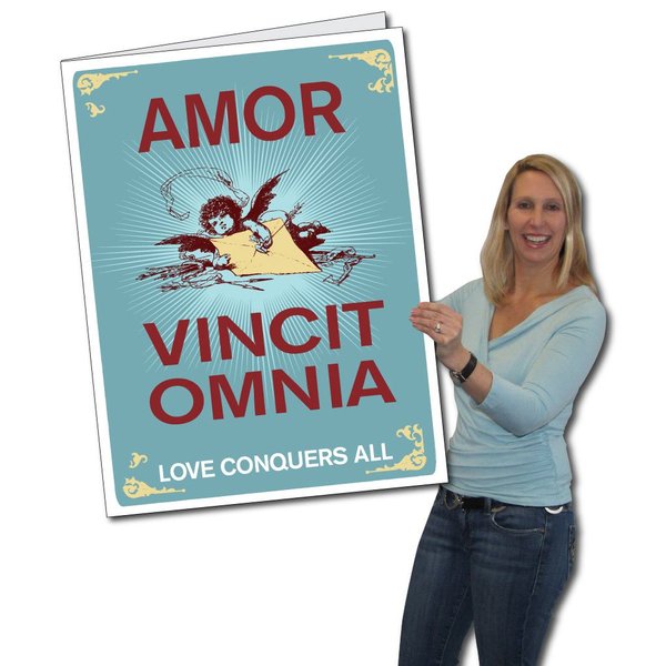 VictoryStore Jumbo Greeting Cards - 2 feet x 3 feet Giant Love Conquers All Valentine's Day Card with Envelope