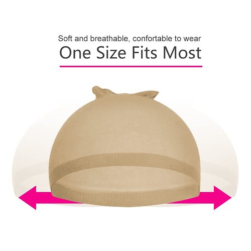 4 Pcs Stretchy Nylon Wig Caps, Brown Skin Tone Wig Cap for Women, Bald Cap for Wigs
