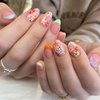 24 Pcs Almond Press on Nails Short Fake Nails French Tip False Nails with Flower Designs Acrylic Glue on Nails Spring Summer Stick on Nails for Women Girls Nail Art