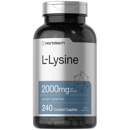 Horbäach L-Lysine | 2000mg | 240 Caplets | Vegetarian, Non-GMO, and Gluten Free Supplement