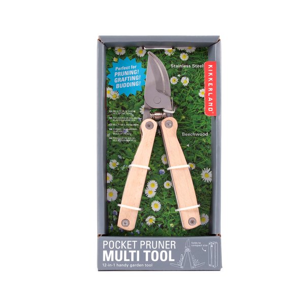 Kikkerland Beechwood Pocket Garden Plant Pruner Multi Tool, Beige