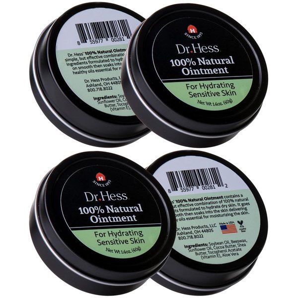 Dr. Hess 100% Natural Sensitive Skin Ointment, All-Purpose Ointment with Soybean Oil, Cocoa Butter, Shea Butter & Aloe Vera, Moisturizer Cream for Face & Body, Cracked Heels, 1.4 oz 4 Pack