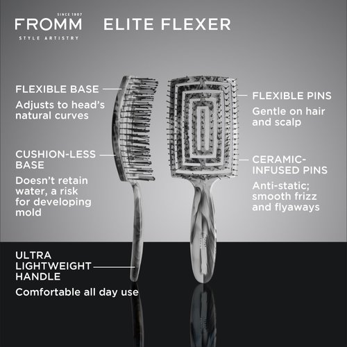 Fromm Professional Elite Flexer Ceramic x Ionic Wet & Dry Detangling Vent Brush | Gentle Hair Detangler & Massage Brush Smooths Frizz & Flyaways, Glides Through Medium to Thick Hair, Easy to Clean