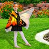 Kids Butterfly Wings Costume Girls Fairy-Wings Toddler Dress Up Play Costumes Butterfly Hair Clip Mask Party Favors (Orange Sets)