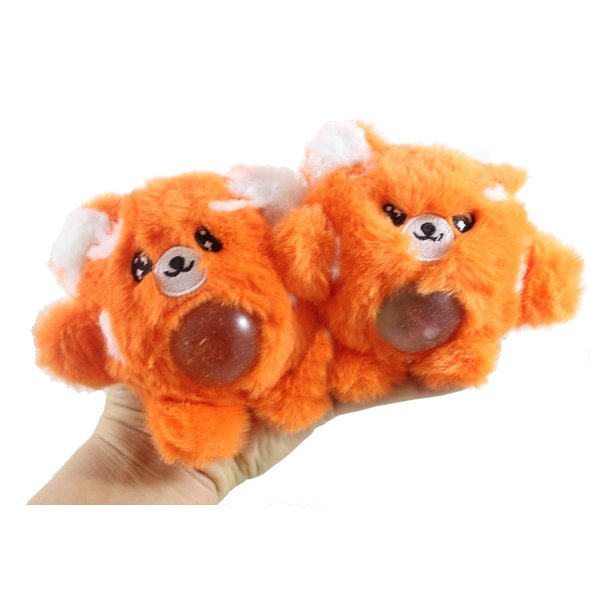 Set of 2 Plush Red Panda Bead Filled Squeeze Stress Balls - Soft Stuffed Animal Feel Sensory, Stress, Fidget Toy Bubble Blow