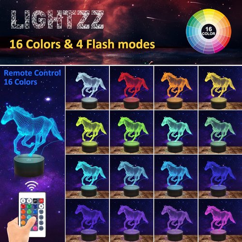 Horse Gifts for Girls, Horse Night Light. Horse Lamp with Remote Control 16 Colors Changing for Kids Room Holiday Xmas Gifts