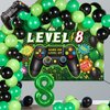 Vlipoeasn 90PCS 8th Birthday Video Game Party Decorations for Boys Set Green 8th Birthday Supplies -8th Video Game Backdrop, Balloons, Tablecloth, Gamer and 8 Foil Balloons for 8th Birthday Party