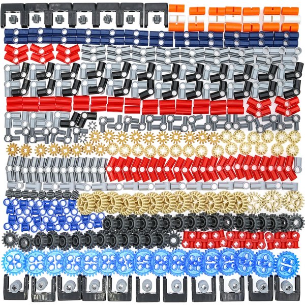 Domoni 452Pcs Technical-Gear-Set Compatible with Lego Kits 8/12/16/24 Gear Axle Pin Connector for Moc Robot Building Block Bricks DIY