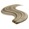 YoungSee Weft Hair Extensions Light Brown Highlight with Medium Blonde Hair Extensions Weft Hair Remy Human Hair Sew in Hand Tied Hair Extensions Hair Weaves 14inch 100g