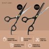 ONTAKI Hair Cutting Scissors Thinning Shears Kit - 7” Overall Length Professional Hair Scissors Set - Japanese Steel Hair Shears with 1 Comb & Pouch - Razor Edge Barber Scissors for Men & Women Black