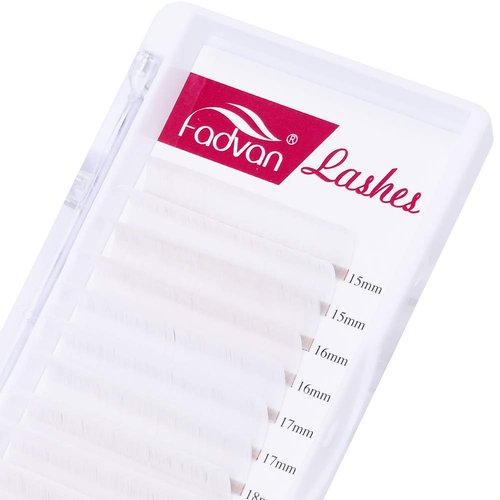 Volume Lash Extensions White Eyelash Extensions 0.07mm Easy Fan Lashes D Curl 15-20mm Mixed tray Colored Eyelash Extensions FADVAN Lashes Easy Fan Colored Lashes (white-D, 15-20mm)