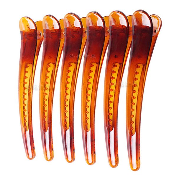 12PCS Brown Plastic Metal Alligator Bows Hair Clips Professional Hairdressing Salon Hair Barrettes Duck Bill Teeth Hair Clips Non Slip band Clips (12CM)