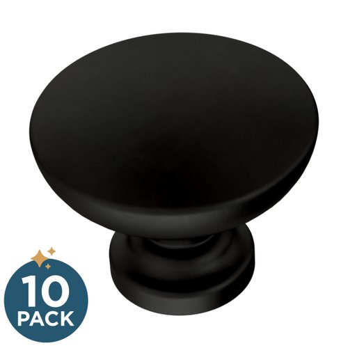 Franklin Brass Fulton (10-Pack) Cabinet Knobs Matte Black Drawer Knobs Kitchen Cabinet Knobs for Dresser Drawers Pulls and Knobs 1-3/16" Closet Door Knobs P29523Z-FB-B