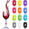 12 Pieces Wine Glass Charms Markers Silicone Drink Markers for Wine Glass Champagne Flutes Cocktails, Martinis, 12 Colors