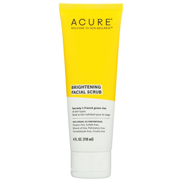 Acure Brightening Facial Scrub, Paraben Free, Vegan, 4 Fluid Ounce (Pack of 1)
