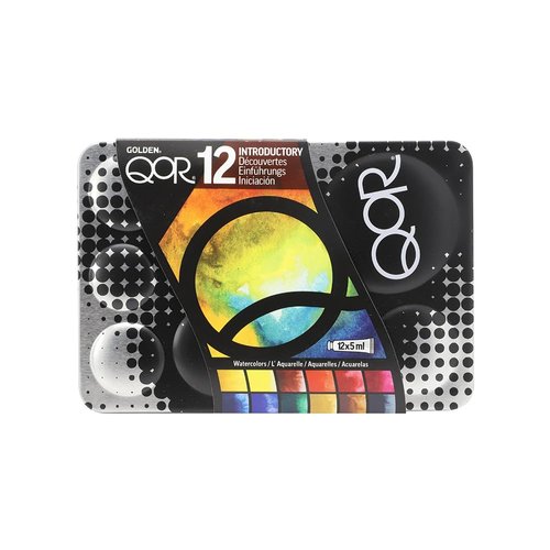 QoR Introductory 12 Set by GOLDEN, 12 x 5 ml tubes, Professional Watercolor Paint Set
