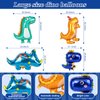 HJINGY 265 PCS Dinosaur Party Decorations, Blue Dinosaur Birthday Party Supplies for Boys Include Dinosaur Balloons, Customized Backdrop, Happy Birthday Banner, Tablecloth, Plates, Cake Toppers