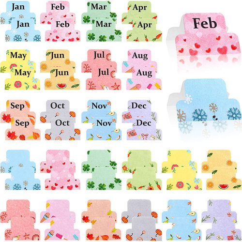 48 Pieces Adhesive Monthly Tabs Planner Stickers, 24 Month Tabs and 24 Blank Tabs Colorful Decorative Monthly Index Tab for Office School Study Planner Stickers and Accessories Journal Organization