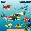 WODMAZ Valentines Day Cards with Sea Animal Building Blocks, 24 Packs Valentine Gift Ocean Building Toys Set for Kids Classroom Party Favor, Valentine Gift Exchange, Valentine's Greeting Cards